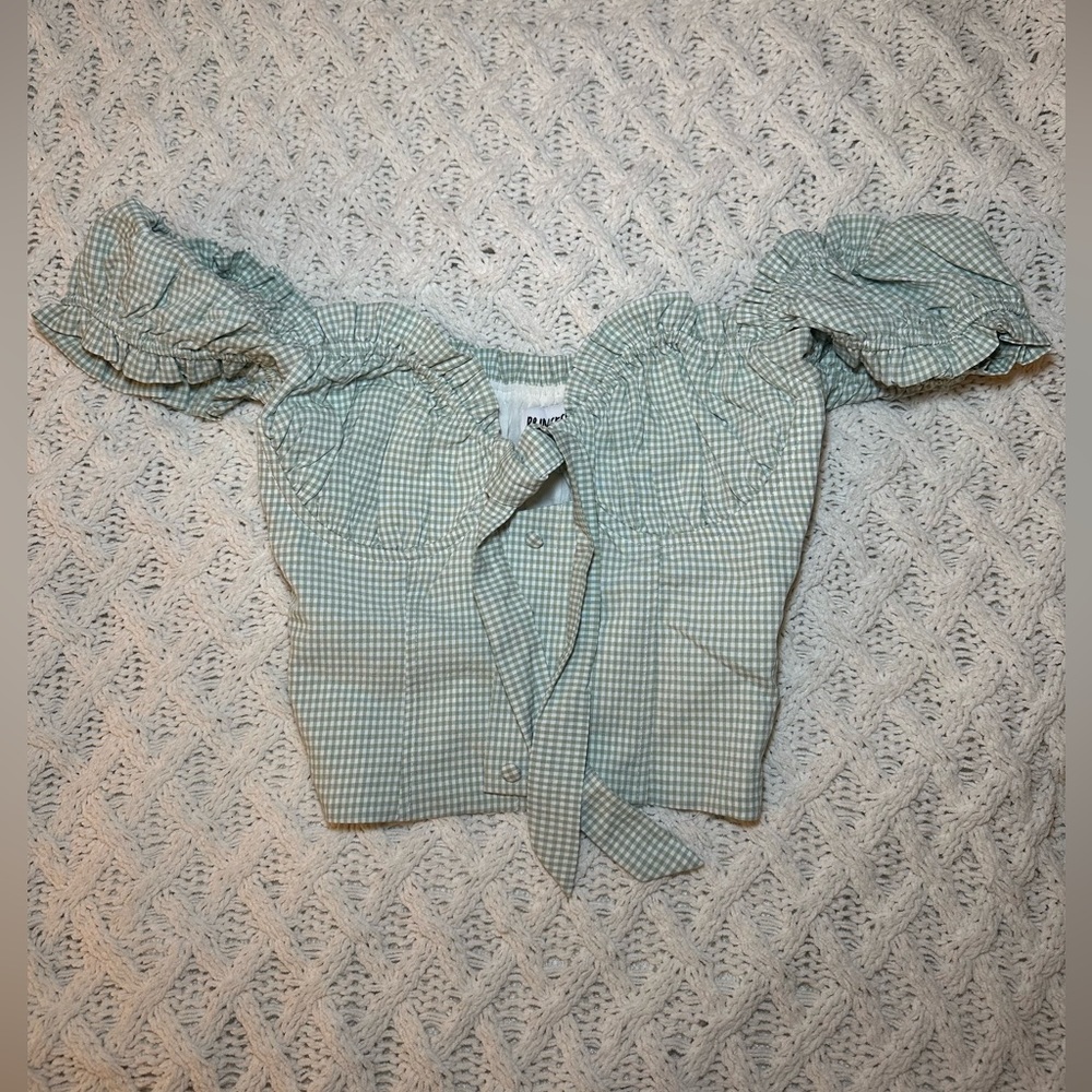 Green checkered princess Polly crop top